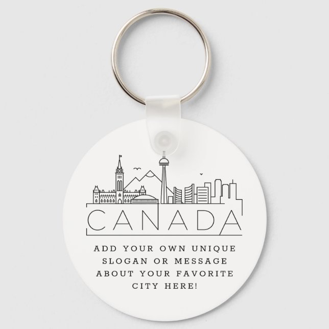 Canada Stylised Skyline Custom Slogan Keychain (Front)