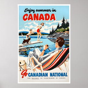 Canada Summer Art Vintage Travel Poster Canadian