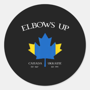 Canada Supports Ukraine Elbows Up Blue Yellow Mapl Classic Round Sticker