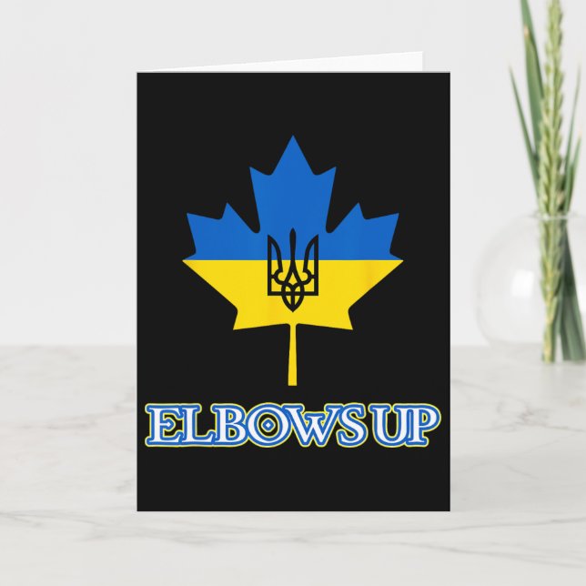 Canada Supports Ukraine Elbows Up Maple Leaf Tride Card (Front)