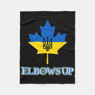 Canada Supports Ukraine Elbows Up Maple Leaf Tride Fleece Blanket