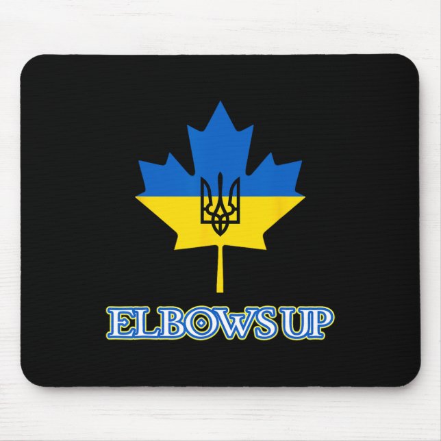 Canada Supports Ukraine Elbows Up Maple Leaf Tride Mouse Pad (Front)