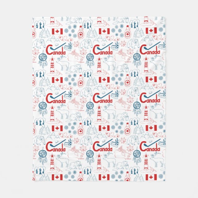 Canada | Symbols Pattern Fleece Blanket (Front)