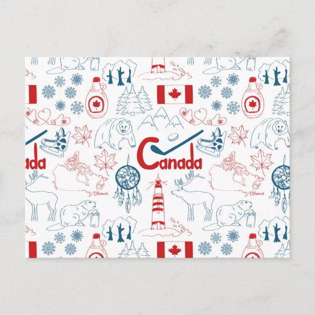 Canada | Symbols Pattern Postcard (Front)