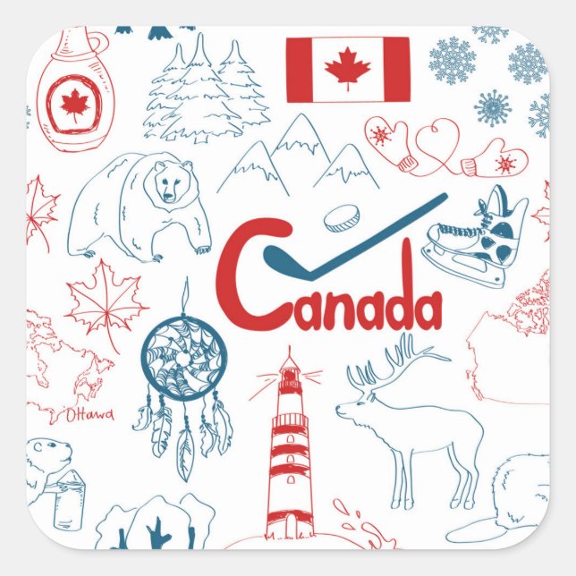Canada | Symbols Pattern Square Sticker (Front)