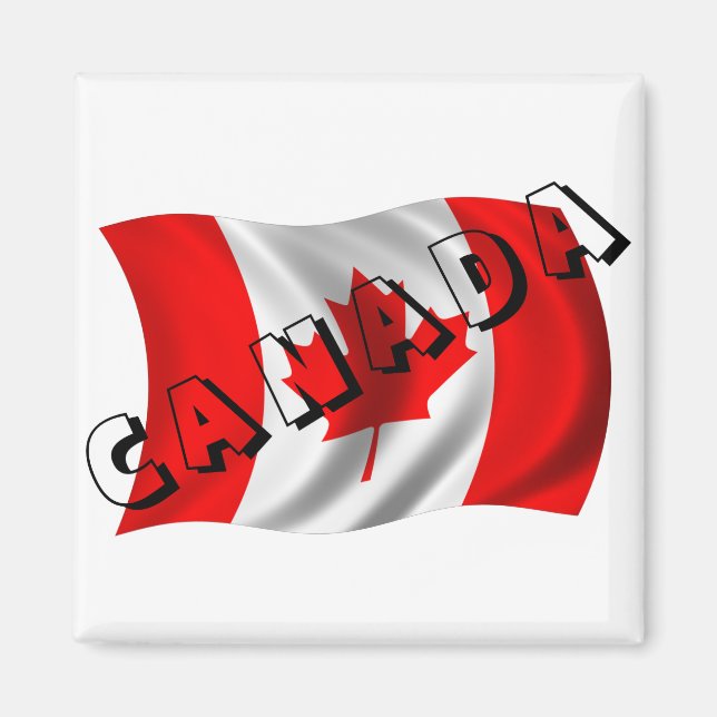 CANADA Text on Canadian Flag Magnet (Front)