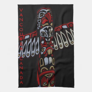 Canada Towel Native Totem Pole Vancouver Tea Towel