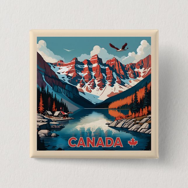 Canada Travel Poster 15 Cm Square Badge (Front)