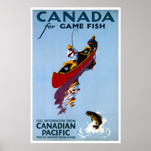 Canada Travel Poster Fishing Art Retro Prin