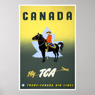 Canada Travel Poster Mountie Art Canadian Print
