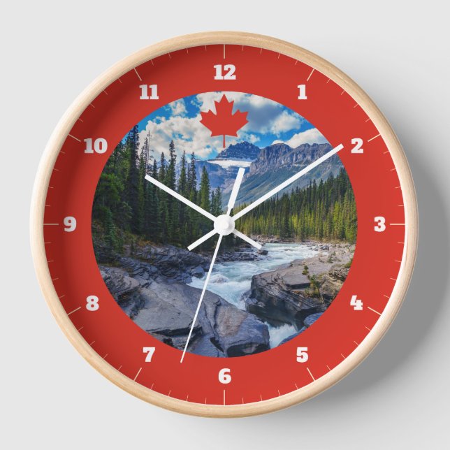 CANADA TRICOLOR FLAG ROUND CLOCK (Front)