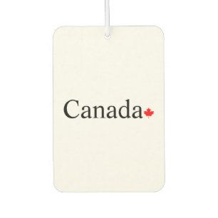 Canada typography with red maple leaf car air freshener