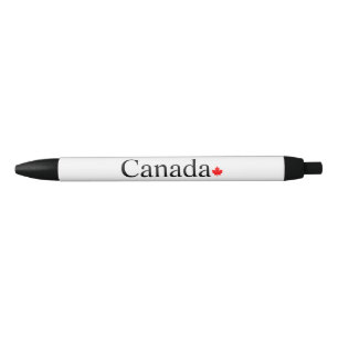 Canada typography with red maple leaf custom text black ink pen