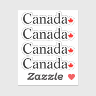 Canada typography with red maple leaf four