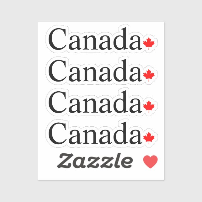 Canada typography with red maple leaf four (Sheet)