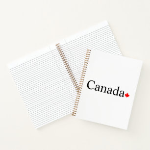 Canada typography with red maple leaf white notebook