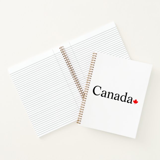 Canada typography with red maple leaf white notebook (Inside)