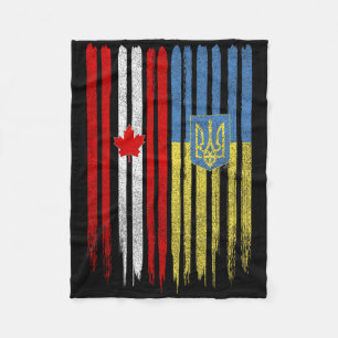 Canada Ukraine Canadian Ukrainian Flag Fleece Blanket