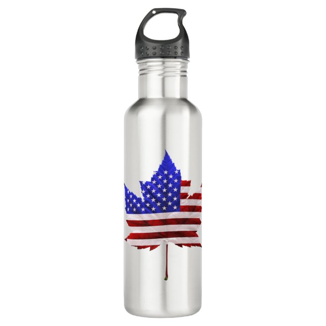 Canada USA Souvenir Stainless Steel Water Bottle (Front)