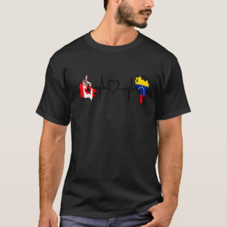 Canada Venezuela Flag Canadian Venezuelan Heartbea T-Shirt