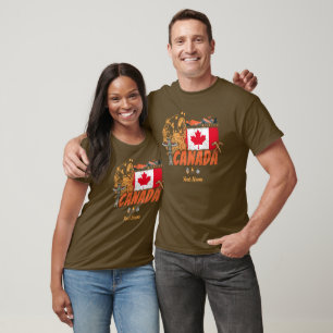 Canada Vintage Flag And Grizzly Bear Holiday T-Shirt
