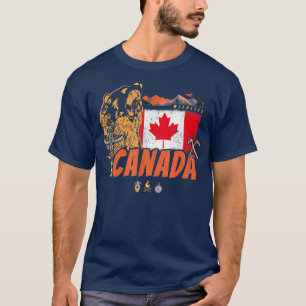 Canada vintage flag and grizzly bear souvenir T-Shirt
