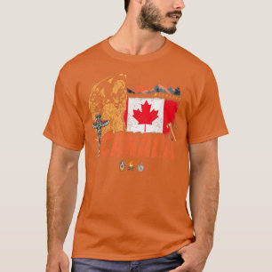 Canada vintage flag and grizzly bear souvenir T-Shirt