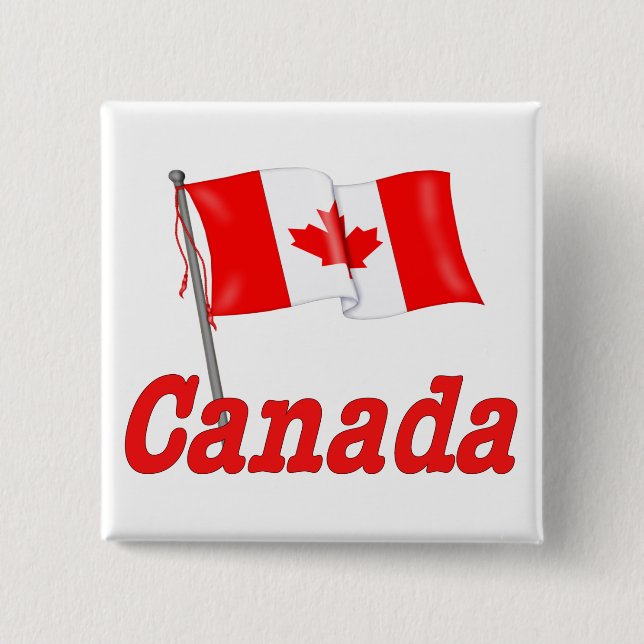 Canada Waving Flag 15 Cm Square Badge (Front)