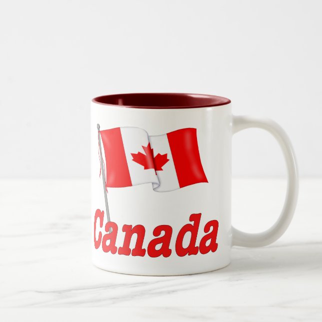 Canada Waving Flag Two-Tone Coffee Mug (Right)