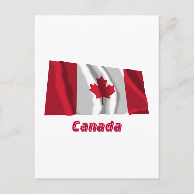 Canada Waving Flag with Name Postcard (Front)