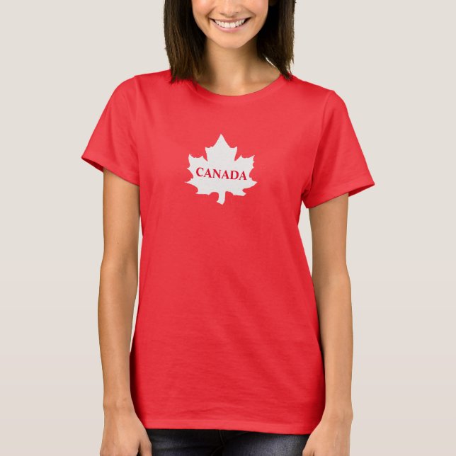 CANADA White Maple Leaf Womens T-Shirt (Front)