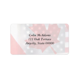 Canada with America flags fade Label