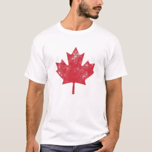 Canada Women Men Distressed Red Maple Leaf Canada T-Shirt