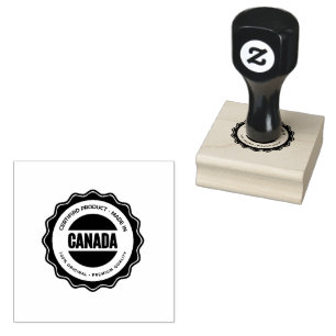 Canada Wooden Handle Olive Ink Colour Printed Labe Rubber Stamp