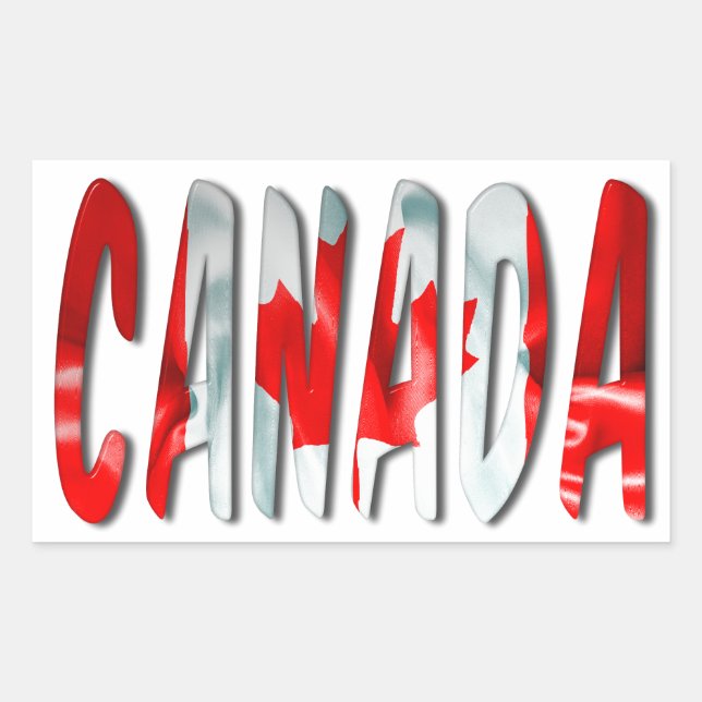 Canada Word With Flag Texture Rectangular Sticker (Front)