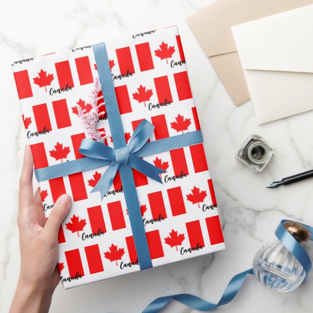 Canada Wrapping Paper, Canadian Flag patriot White Paper (Gifting)