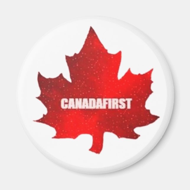 Canadafirst Red Maple Leaf Button  Magnet (Front)
