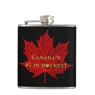 Canada's #1 in Hockey-Maple Leaf+Heart Hip Flask
