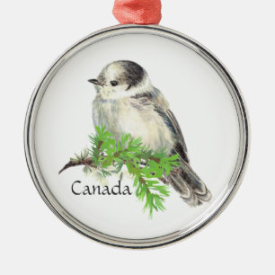 Canada's National Bird Grey Grey Jay, Whiskey Jack Metal Tree Decoration