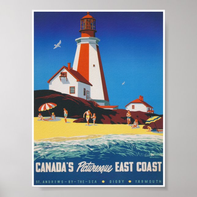 Canada's Picturesque East Coast Vintage Travel Poster (Front)
