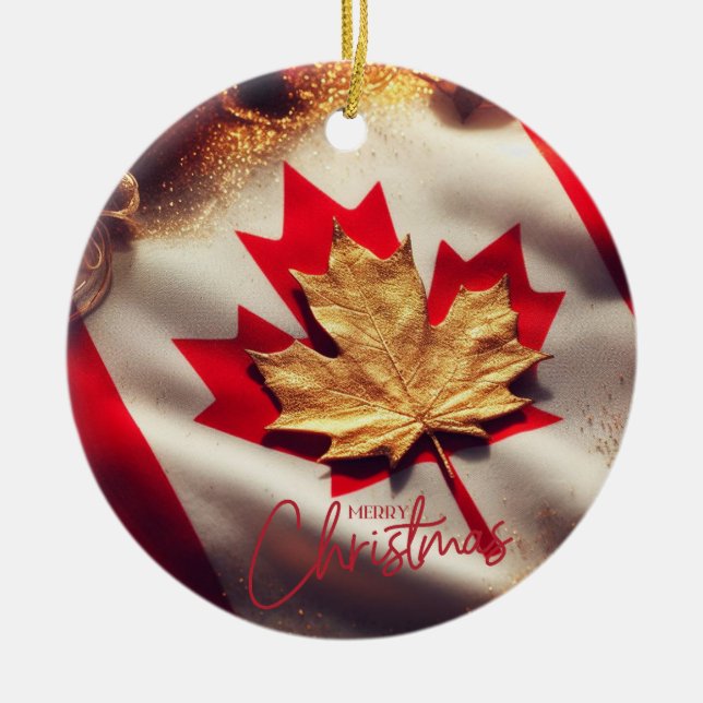 CANADIA FLAG INSPIRED CERAMIC TREE DECORATION (Front)