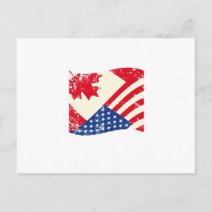Canadian American Flag Canada America Vintage Gift Postcard