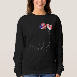 Canadian American Flag Hearts Us Flag Maple Leaf C Sweatshirt