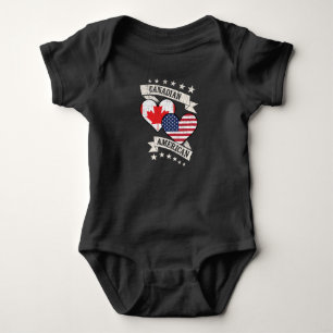 Canadian American Heart Flags Canada America Baby Bodysuit