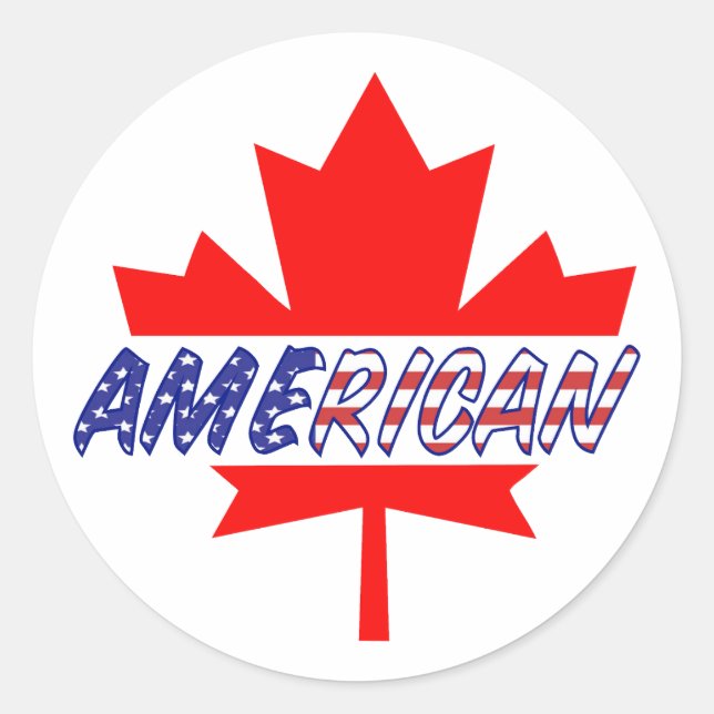 Canadian American Pride Classic Round Sticker (Front)