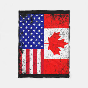 Canadian American Shirt Usa Canada Flag 4th Of Jul Fleece Blanket