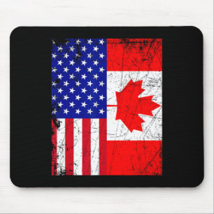 Canadian American Shirt Usa Canada Flag 4th Of Jul Mouse Pad