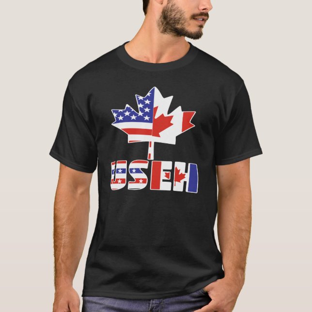 Canadian American USEH Canada USA Flag United Stat T-Shirt (Front)