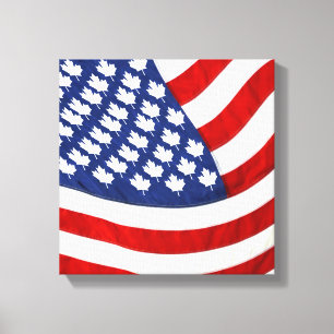 Canadian / American Waving Flag Canvas Print