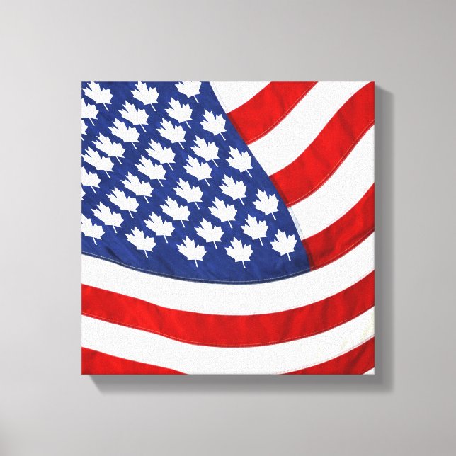 Canadian / American Waving Flag Canvas Print (Front)